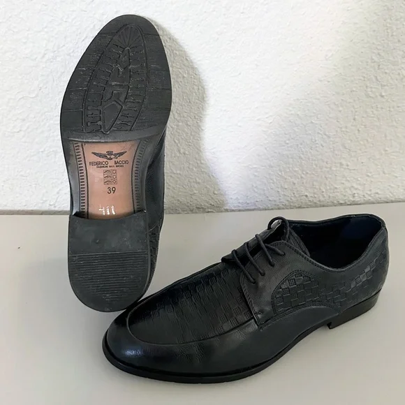 Men's Classic Premium‎ Leather Dress ShoesLace-Up Oxford Navy Leather Outsole